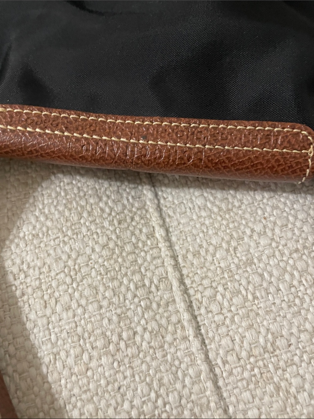Longchamp Black Nylon Tote with Brown Leather Trim and Handles - Picture 8 of 10
